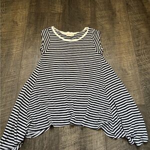 Tucker + Tate Black and White Striped asymmetrical  Top